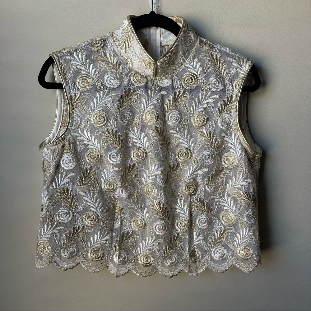 Vintage Hobby Horse Women’s Sheer Appliqué top size Large Scalloped Made In USA